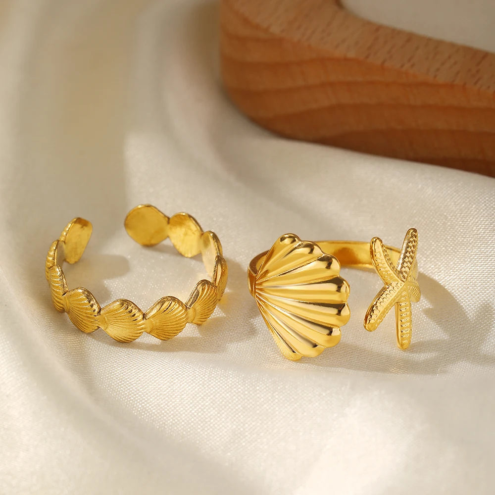 Sea Star And Shell Ring