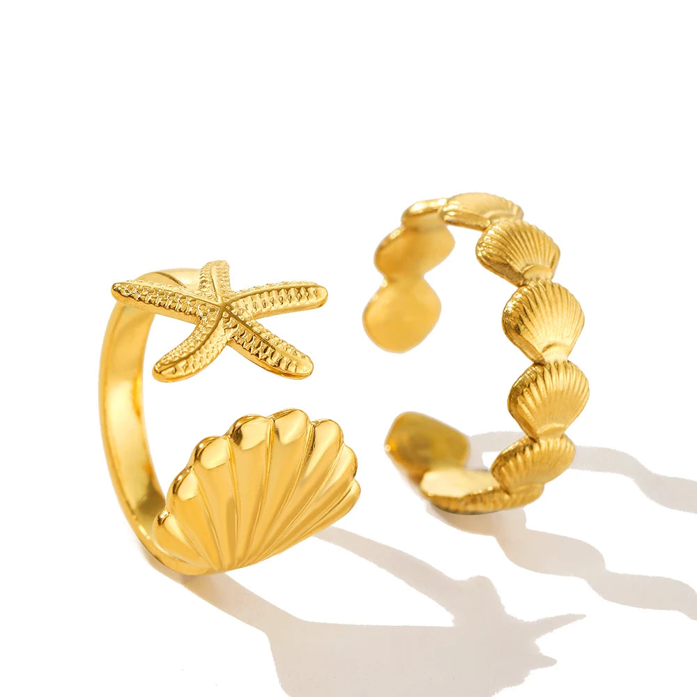 Sea Star And Shell Ring