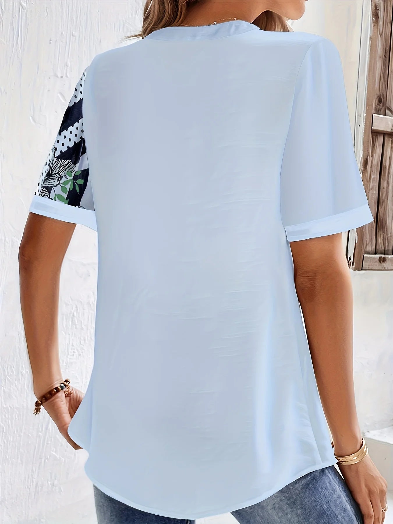 Round Collar Half Sleeve Blouse