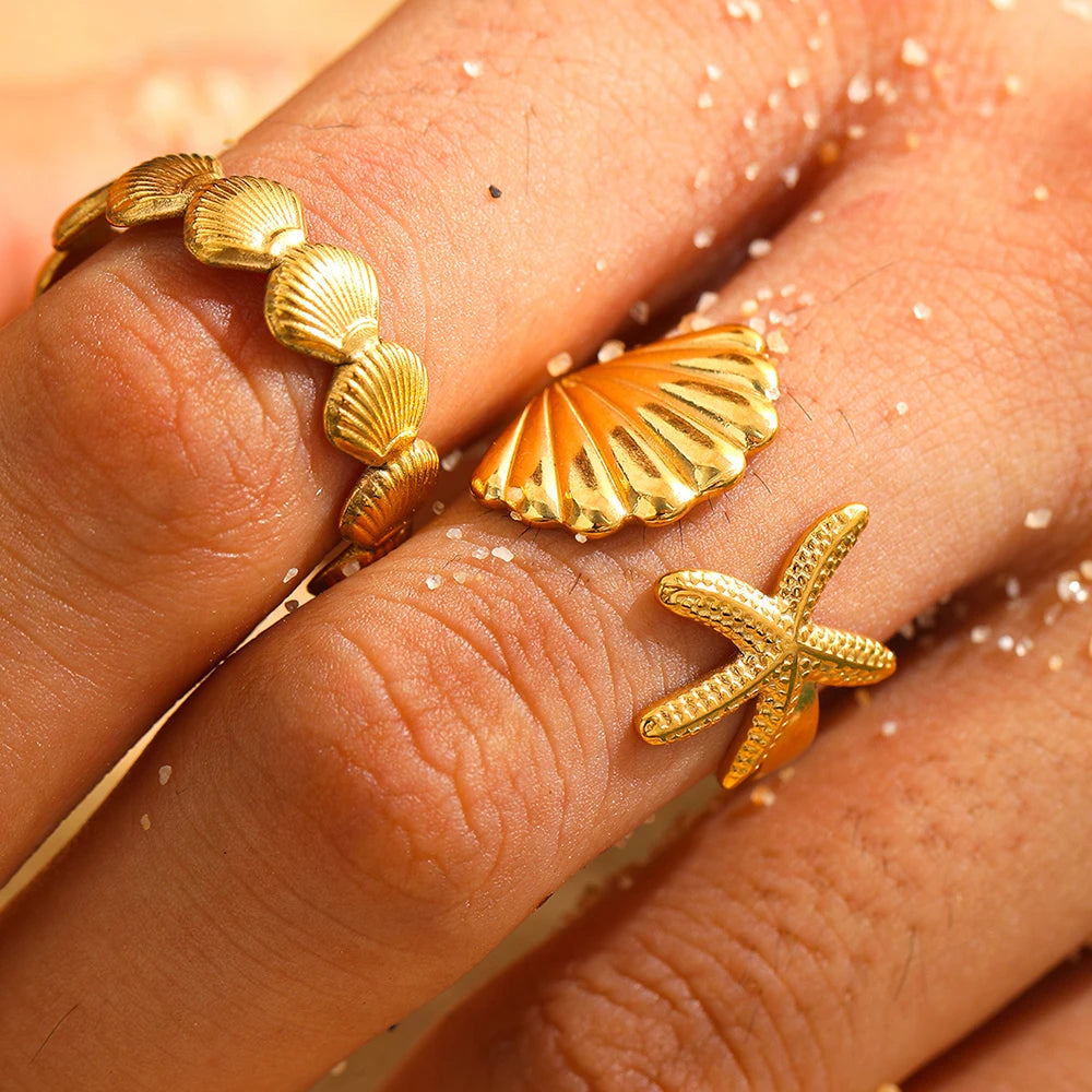 Sea Star And Shell Ring