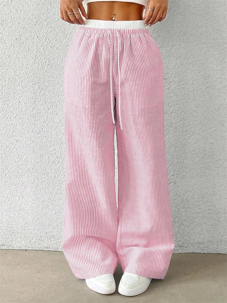 Striped Woven Wide Leg Pants
