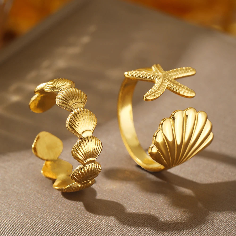 Sea Star And Shell Ring
