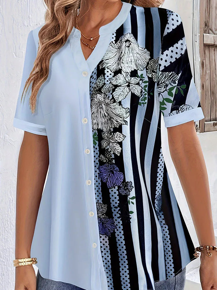 Round Collar Half Sleeve Blouse