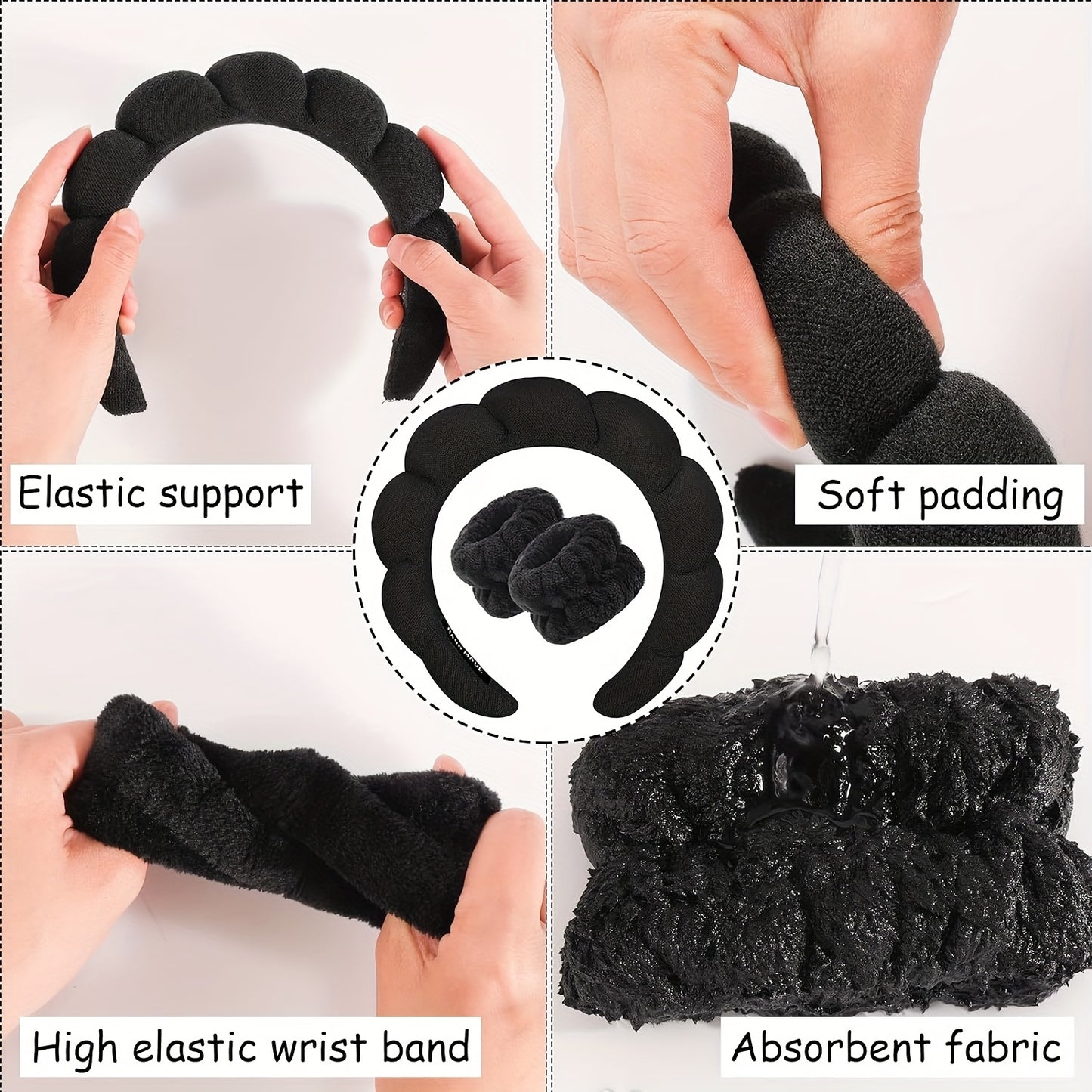 5pcs Spa Headband & Wristband Set