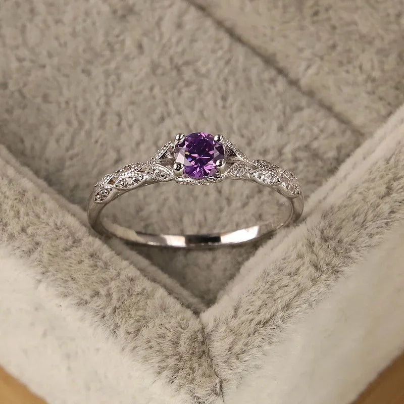 Amethyst Zirconia Ring